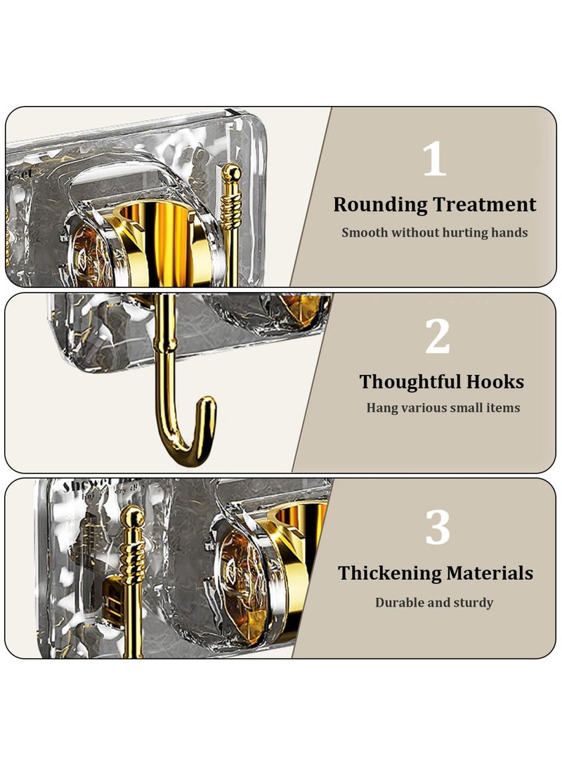 SYOSI حامل دش، 2 قطعة حامل رأس دش يدوي قابل للتعديل، حامل رش دش مقاوم للماء مثبت على الحائط، تركيب سهل بدون حفر للحمام، المرحاض، الفندق (ذهبي شفاف) - Image 4